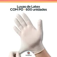 Kit 600 Uni. Luva Descartável de Latex c/ Pó  - 6 Caixas Tam. PP, P, M e G