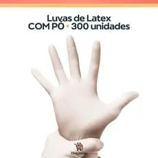 Kit 300 Unid. de Luvas Descartáveis de Látex c/ Pó - Tamanhos PP, P, M, G