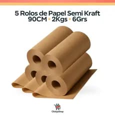 5 Rolo de Papel Semi Kraft 90CM 2KGS 6GRS | Mil e Uma Utilidades | Envelopamento - Embalagem Correio