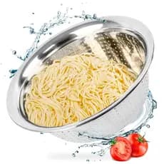 Escorredor De Arroz Inox 23cm Legumes Frutas Multiuso Cozinha Alça Coador Peneira Drenagem Inoxidável