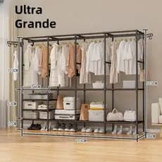 Arara De Roupa Com Sapateira Cabideiro De Chão Rack Organizador Multiuso Aço Inox