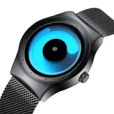 Novo relógio masculino de estilo moderno e criativo, sem ponteiros, com mecanismo de quartzo em espiral, adequado para c