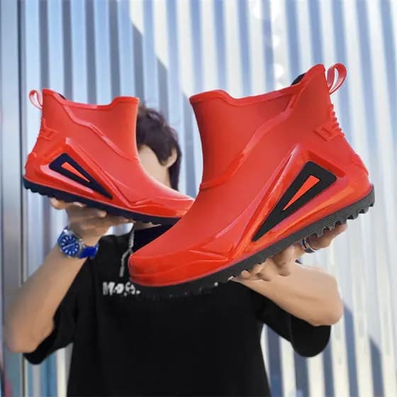 [Dropshipping] Botas de chuva masculinas elegantes para uso ao ar livre, sapatos de pesca impermeáveis, sola grossa, res