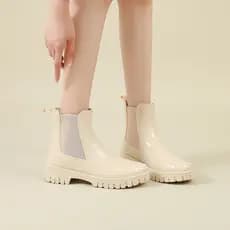 Botas de chuva femininas com elástico, elegantes, de sola grossa, confortáveis, versáteis e antiderrapantes, ideais para