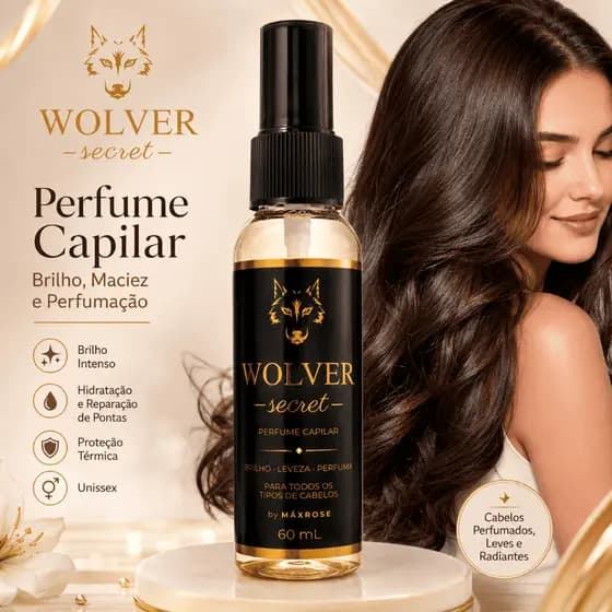Perfume Capilar Wolver Secret 60 mL - Cabelos Perfumados, Hidratados e com Brilho Intenso