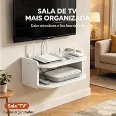 【MDF Durável】Prateleira para Roteador – Suporte Invisível na Parede, Acomoda TV/Modem/Video Game