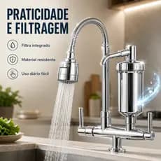 Torneira Filtro Gourmet Bancada Flexível plástico 1/4 de Volta Torneira Cozinha Purificador de Água