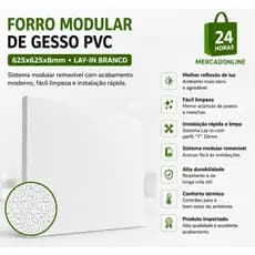 Kit Forro Gesso Com Película PVC 625x625x8mm C/ 8 Peças