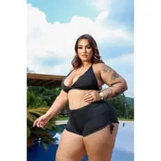 Biquini Conjunto Plus Size Top Triângulo Com Suquini Com Regulagem Lateral Suplex