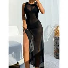 Saida De Praia Vestido Longo Regata Gringa Em Tule