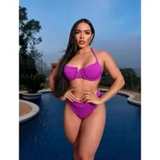 Conjunto De Biquini Hot Pants Cintura Alta