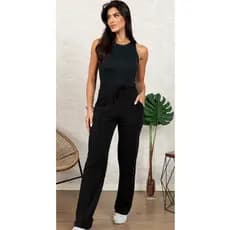 Calça Pantalona Lanzinha Inverno Com Bolso E Vinco Cintura Alta