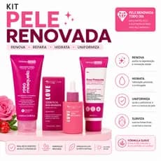 Kit rosa mosqueta skincare limpeza de pele cuidado facial sérum sabonete pele renovada