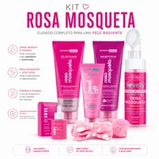Rosa Mosqueta kit skincare limpeza de pele rotina de cuidado com o rosto
