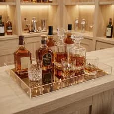 Bandeja Acrílico Espelhado Bronze Decorativa E Organizadora Bar Closet Lavabo Multiuso
