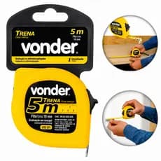 Trena Vonder 5m x 19mm Profissional Fita de Aço Alta Precisão com Trava Deslizante Estojo Anatômico Resistente