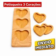 Bandeja Petisqueira de Madeira MDF Formato Coração 4 Peças Bandeja P/ Aperitivos Queijos e Frios
