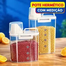 CASADINHA Pote Hermético + Copo Medidor 2 tamanhos 1100ml/2300ml - Ideal para Cozinha, Lavanderia