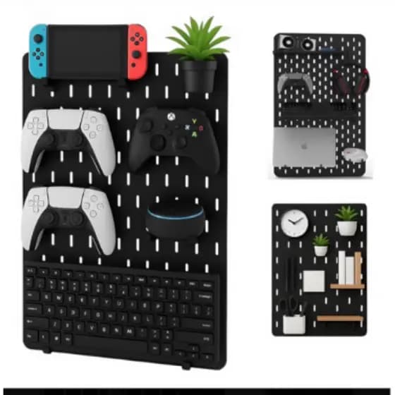 Painel Pegboar mdf Organizador de Parede  Premium preto Fosco-personalizado Kit Organização Gamer home ofice escritório