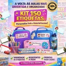 Kit 150 Etiquetas Escolares Personalizadas | Nome Infantil à Prova D’Água | Não Perde Material