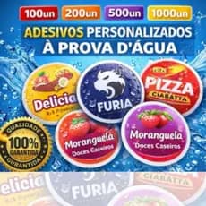 Kit Adesivos 100/200/500/1000un | Adesivos Personalizados Ultra | 4x4 cm | Recorte 100% Eletrônico | Vinil Premium