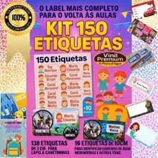Kit 150 Etiquetas Escolares Personalizadas – Vinil Premium • À Prova d’Água • 100+ Modelos Infantis