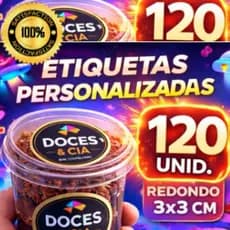 Adesivos 3x3cm 120 Unidades Personalizados Alta Qualidade Etiquetas Escolares e Comerciais Prova D’Água Forte Aderência