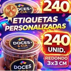 Adesivos 3x3cm 240un Personalizados Destaque Sua Marca ou Material Escolar Alta Qualidade Envio Rápido Pronto para Uso