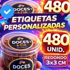 Adesivos 3x3cm 480un Personalizados Alta Qualidade Ideal para Etiquetas Escolares Embalagens Cores Vivas Fácil Aplicação