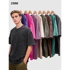 INS pesado puro algodão lavado angustiado Retro camiseta oversize solto de manga curta masculino casal dopamina meia man