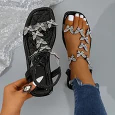 Novas sandálias planas borboleta estilo internacional femininas sandálias de praia Plus Size e * --- &&& - * -