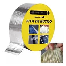 Fita Butílica Vedação Impermeável 5m x 5cm Isolante Telhado Tubulação