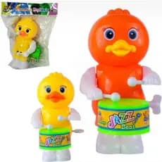 KIT 1/2  Patinho pato Baterista com tambor brinquedo a corda musical