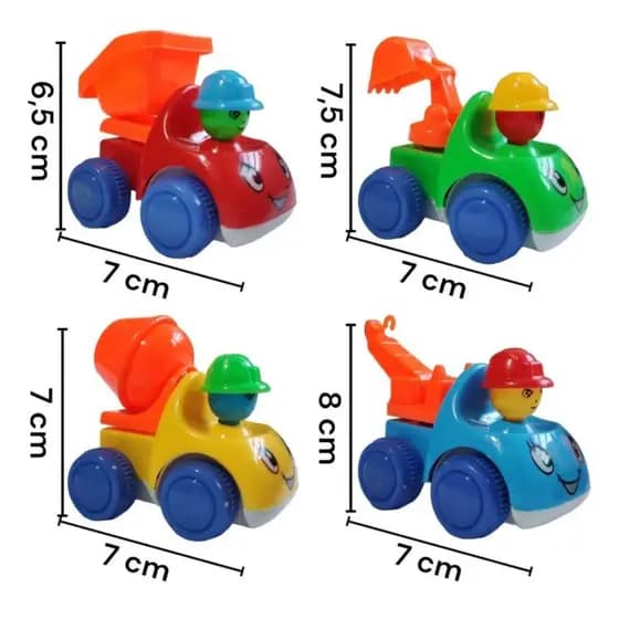 Caminhões de Construção Infantil 4 Peças Carrinhos Coloridos Brinquedo Educativo