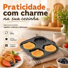 Frigideira Antiaderente 4 Cavidades para Ovos Panquecas e Mini Hambúrgueres