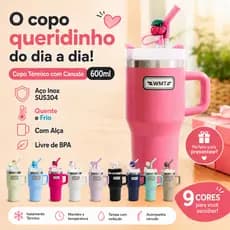 Copo Térmico 600ml - Presente de Dia dos Namorados, Inox com Canudo, Para Café, Chá e Bebidas Quentes/Fria