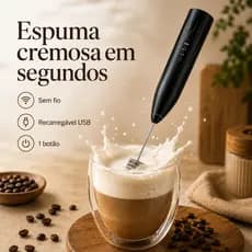 Espumador de Leite Recarregável USB Sem Fio Mixer Elétrico para Café Cappuccino Matcha Preto