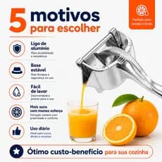 Espremedor Manual de Frutas Mais Suco com Menos Esforço Base Firme Fácil de Usar e Limpar
