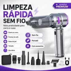 Aspirador Portátil Sem Fio para Carro Casa Pets Sofá Teclado com Filtro HEPA Lavável e Bolsa