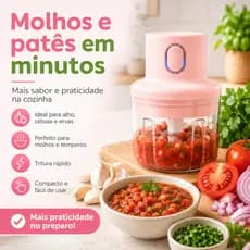 Mini Processador Elétrico de Alimentos Triturador de Alho Cebola Legumes Portátil Recarregável para Cozinha