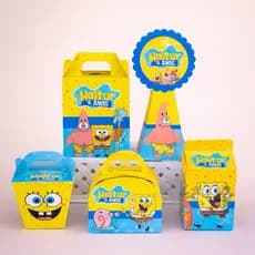 Kit Só Um Bolinho | Lembrancinha Bob Esponja Personalizada | Caixa Milk Festa Infantil Nome e Idade Envio Rápido