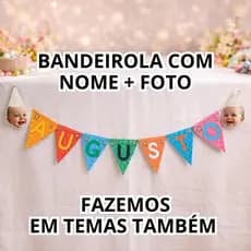 Varal Com Nome e Fotos | Bandeirola Para Aniversário Infantil Ou Pet | Decoração de Festa | Envio 24H