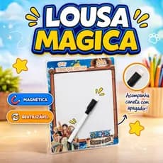 Lousa Mágica Magnética Infantil One Piece Personalizada | Quadro de Recados Apagável + Caneta | Lembrancinha Criativa