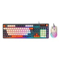 Kit Teclado E Mouse Rgb Gamer Com Fio Abnt2 Usb Português Cinza-escuro Creme