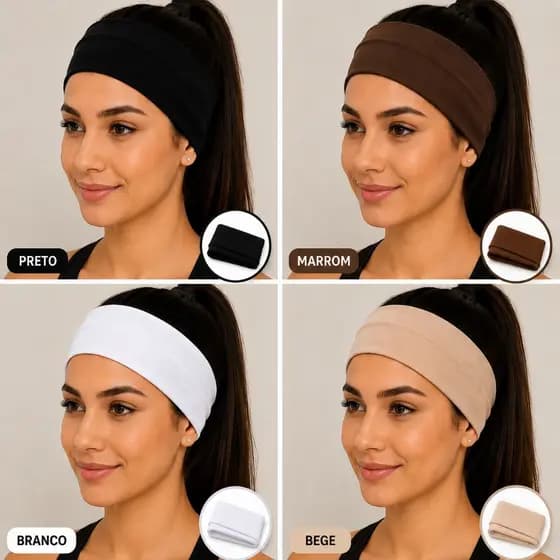 4 Faixas de Cabelo Feminina Faixa elástica Tiara de Tecido Faixa para Maquiagem Faixa academia