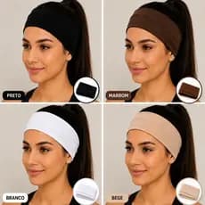 4 Faixas de Cabelo Feminina Faixa elástica Tiara de Tecido Faixa para Maquiagem Faixa academia