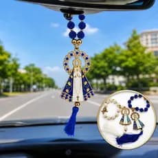 Terço Dezena de Luxo Nossa Senhora Aparecida Para Retrovisor com Pingente Religioso Católico