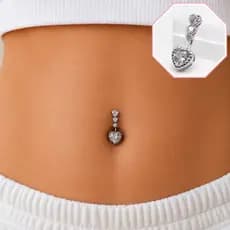 Piercing Umbigo Coração Aço Inox Prata