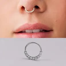 Piercing Nariz Septo Cravejado Strass Prata e Dourado