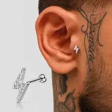 Piercing Raio Com Zircônias Cravejado Para Furo Orelha Tragus Helix Neymar Jogador Mc